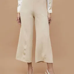 Code by Lifestyle Beige Mid Rise Palazzos image 1