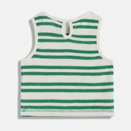 TOMMY HILFIGER Girls White Cotton Striped T-Shirt image 2