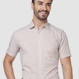 Park Avenue Brown Regular Fit Check Shirt-image-1