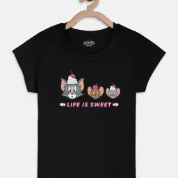 Tom & Jerry Printed Tshirt For Kids Girls-image-21