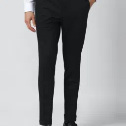 Peter England Black Regular Fit Flat Front Trousers-picture-23