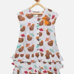 Kiddopanti Kids White Cotton Printed Dress-image-63