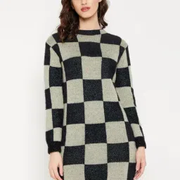 MADAME Mint Cotton Chequered Shift Dress-picture-31