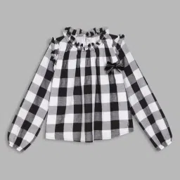 Elle Kids White & Black Checks Full Sleeves Top-image-60
