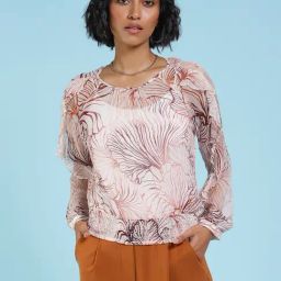 Label Ritu Kumar Off White Printed Top With Camisole-picture-36