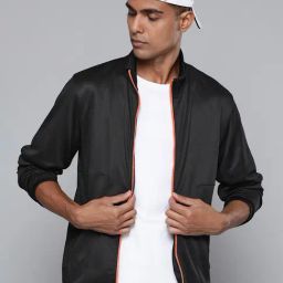 ALCIS Black Slim Fit Self Pattern Sports Jacket-picture-19