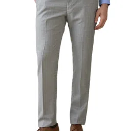 Park Avenue Grey Polyviscose Slim Fit Checked Formal Trosuers image 1