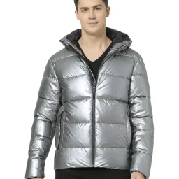 celio Celio* Silver Regular Fit Quilted Hooded Jacket image 1