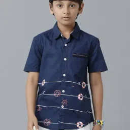 Under Fourteen Only Kids Navy Printed Shirt-image-79