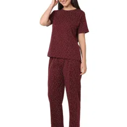 Smarty Pants Maroon Regular Fit Printed Pyjama Set image 3