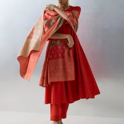 Vark by Westside Orange Solid Anarkali Ethnic Set image 3