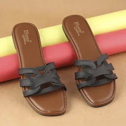 D'LORZERI Women's Black Casual Sandals image 1