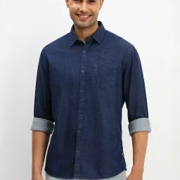 Allen Solly Navy Regular Fit Texture Shirt image 1