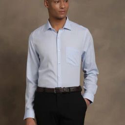 Turtle Light Blue Cotton Slim Fit Self Design Shirt-picture-17