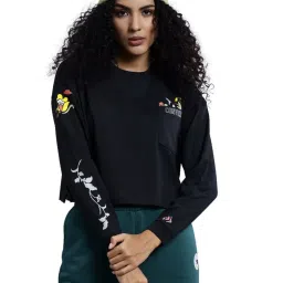 Converse Black Graphic Crew Crop Regular Fit T-Shirt image 1