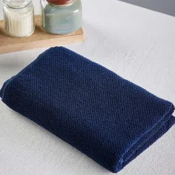 Fabindia Home Standalone Navy Cotton 570 GSM Woven Face Towel - Set of 2 image 1