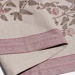 fabindia home Fabindia 'Ayira' Beige & Pink Cotton Table Runner - Set of 1 image 4