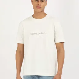 Calvin Klein Jeans Beige Cotton Regular Fit T-Shirt image 1