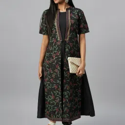 Ziyaa Black Printed A Line Kurta image 4