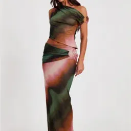 Quiz Green Regular Fit Printed Skirt image 3