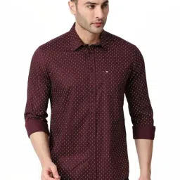 Basics Maroon Slim Fit Printed Shirt-picture-14