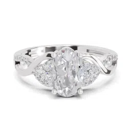 Sparkles 14k (585) White Gold Lab Grown Diamond 2.19 CT Oval Shape Swirl Ring image 1