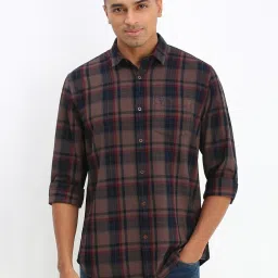 Allen Solly Brown Cotton Regular fit Checks Casual Shirt image 1