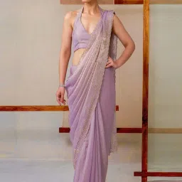 Soch Lavender Embellished Saree With Unstitched Blouse image 1