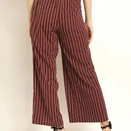 Rare Maroon Striped High Rise Relaxed Fit Parallel Trousers image 2