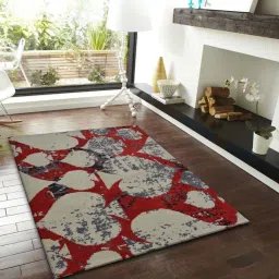 Presto Red & Beige Polyester Carpet image 1