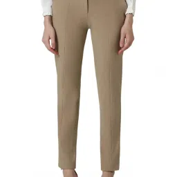 Van Heusen Khaki Cotton Mid Rise Formal Trousers image 1