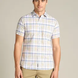 Dockers Brown Cotton Straight Fit Checks Shirt image 1