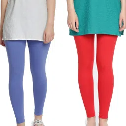 Dollar Missy Red & Blue Cotton Leggings - Pack of 2 image 1