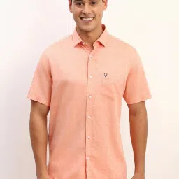 Allen Solly Peach Slim Fit Texture Shirt image 1