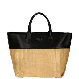 Carlton London CLLP-809 Beige & Black Textured Medium Tote Handbag image 1