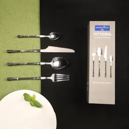 NATURALLY YOURS Black Stainless Steel Vittoria Flatware Set of 16 image 1