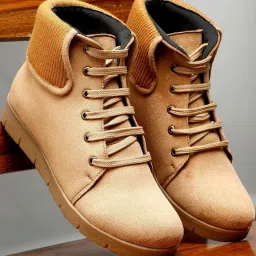 Flat N Heels Women's Beige Derby Boots image 1