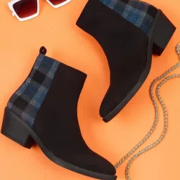 Flat N Heels Women's Black Casual Booties image 1