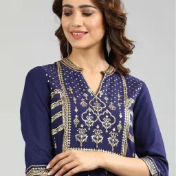 Aurelia Blue Printed Straight Kurta image 5