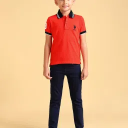 u.s. polo assn. US Polo Kids Boys Orange Cotton T-Shirt image 1