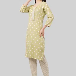 EELIKA Geometric Printed Pure Cotton Straight Kurta With Trousers & Dupatta-picture-22