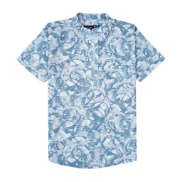 Cavio Boys Blue & White Printed Half Sleeves Shirt image 1