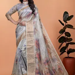 Cotify Floral Silk Blend Saree image 3