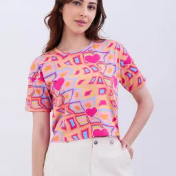 Spykar Thrift Pink Cotton Relaxed Fit Solid Top image 1