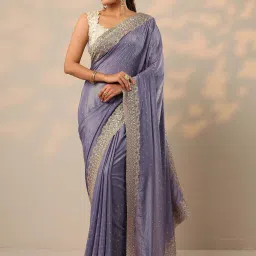 Libas Lavender Embellished Saree With Unstitched Blouse image 1