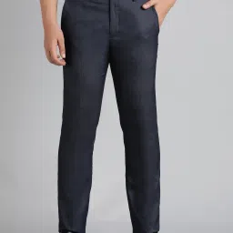 Greenfibre Navy Polyester Slim Fit Solid Trouser image 1