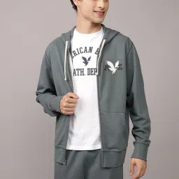 American Eagle Grey Regular Fit Hooded Sweatshirt image 1
