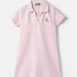 United Colors Of Benetton Girls Pink Cotton Regular Fit Striped Dress-image-39