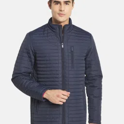 METTLE Navy Full Sleeves High Neck Puffer Jacket image 1