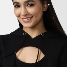 Forever 21 Black Cotton Regular Fit Crop Sweatshirt image 5